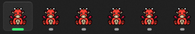 Six game taskbar buttons arranged left to right